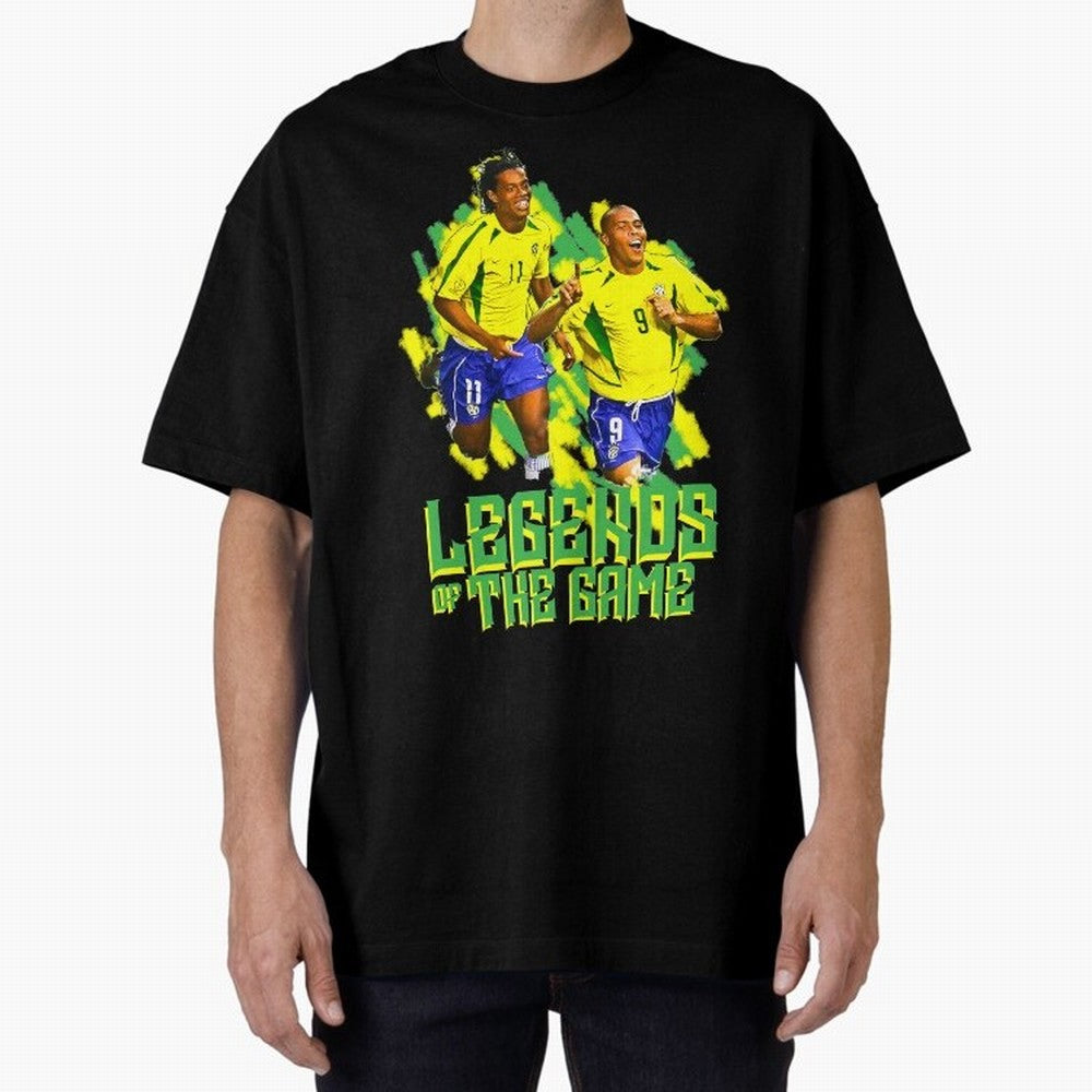 Ronaldinho and ronaldo brazil football print art Oversized T-Shirt Bring a Champion Mindset to the FIFA World Cup 2026 Journey through Neymar, Haaland and Cristiano Ronaldo Highlights, England and Germany Pride, Football Passion, Legendary