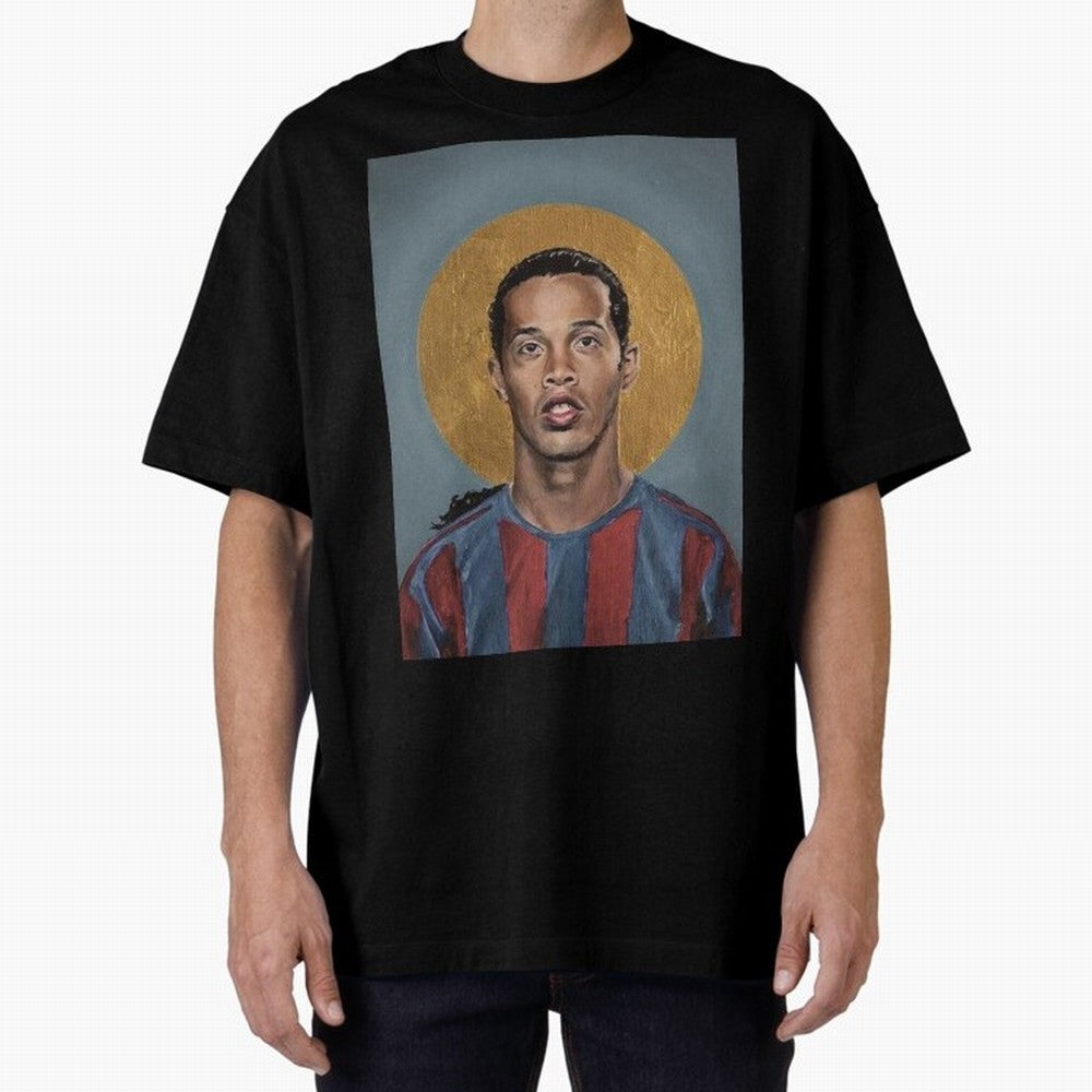 Art Ronaldinho Painting Oversized T-Shirt Stand with Match Day Hype around FIFA World Cup 2026, Messi, CR7 and Mbappe, Brazil, Portugal and Argentina, Match Day Excitement, Supporter Culture, Golden Goals and Global Football Passion; Created for