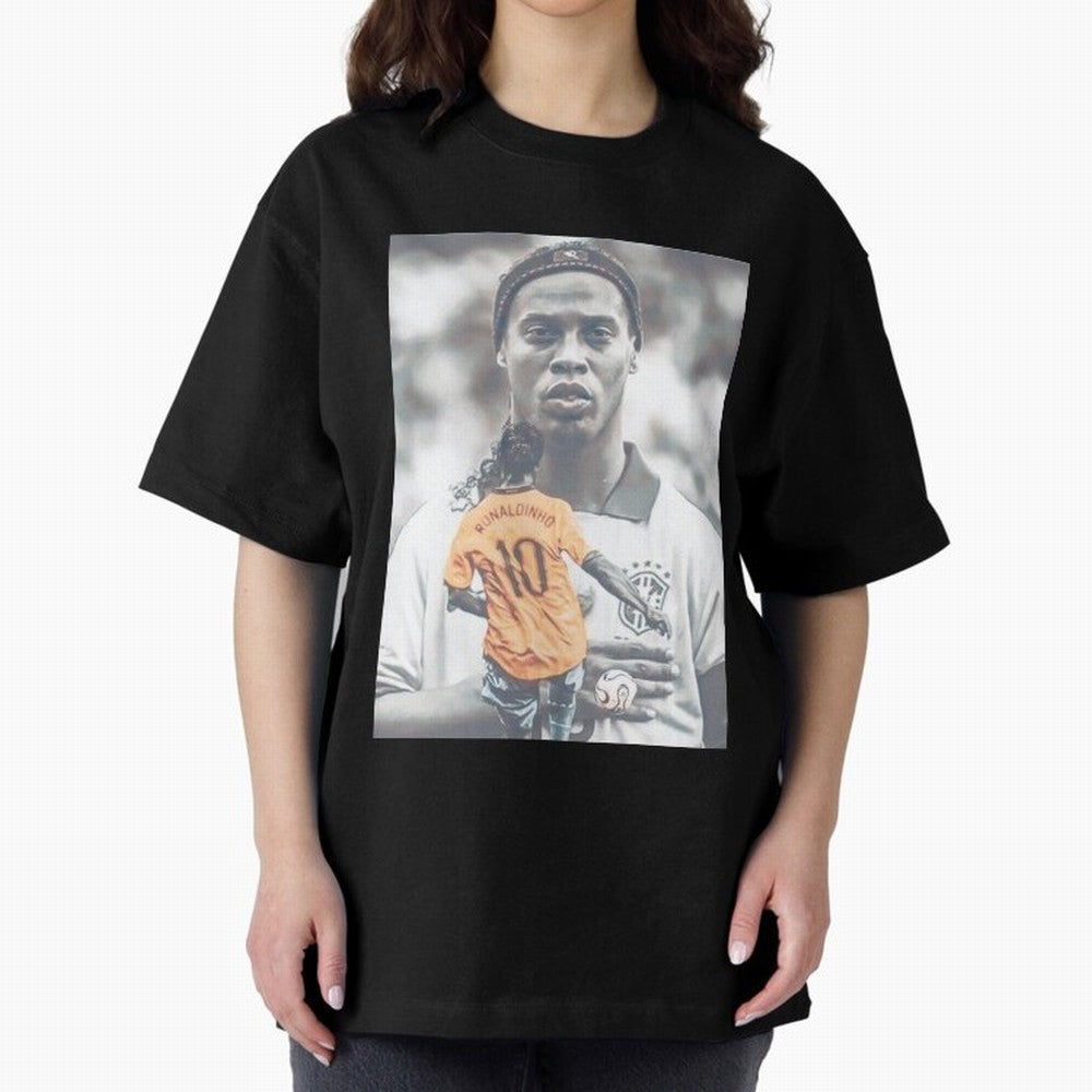 Wallpaper Ronaldinho Illustration Oversized T-Shirt Bring Stadium Energy to FIFA World Cup 2026 Spirit, Highlighting Argentina, CR7 and Messi, Game Day Rituals, Football Legends, Country Pride and the Road to the Final; Great for Supporters Who