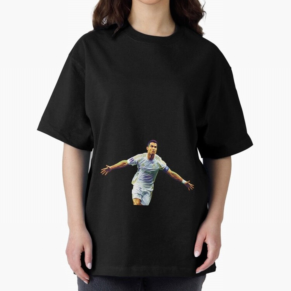 Ronaldo pop art Oversized T-Shirt Show Support during Match Day Hype around FIFA World Cup 2026 USA Canada Mexico, Mbappe and Neymar, Spain and Netherlands, Tournament Hype, Historic Matchups, Family Viewing Parties and Global Sports Pride; Perfect