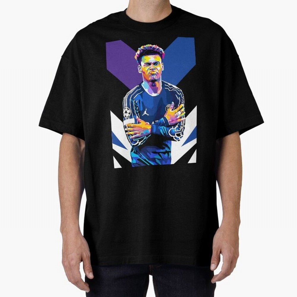 Desire Doue in WPAP Style Oversized T-Shirt Build Global Football Passion for FIFA World Cup 2026 USA Canada Mexico, Inspired by Mbappe and Neymar, Argentina, France and Brazil, Fan Favorite Moments, National Team Passion, Big Match Drama and