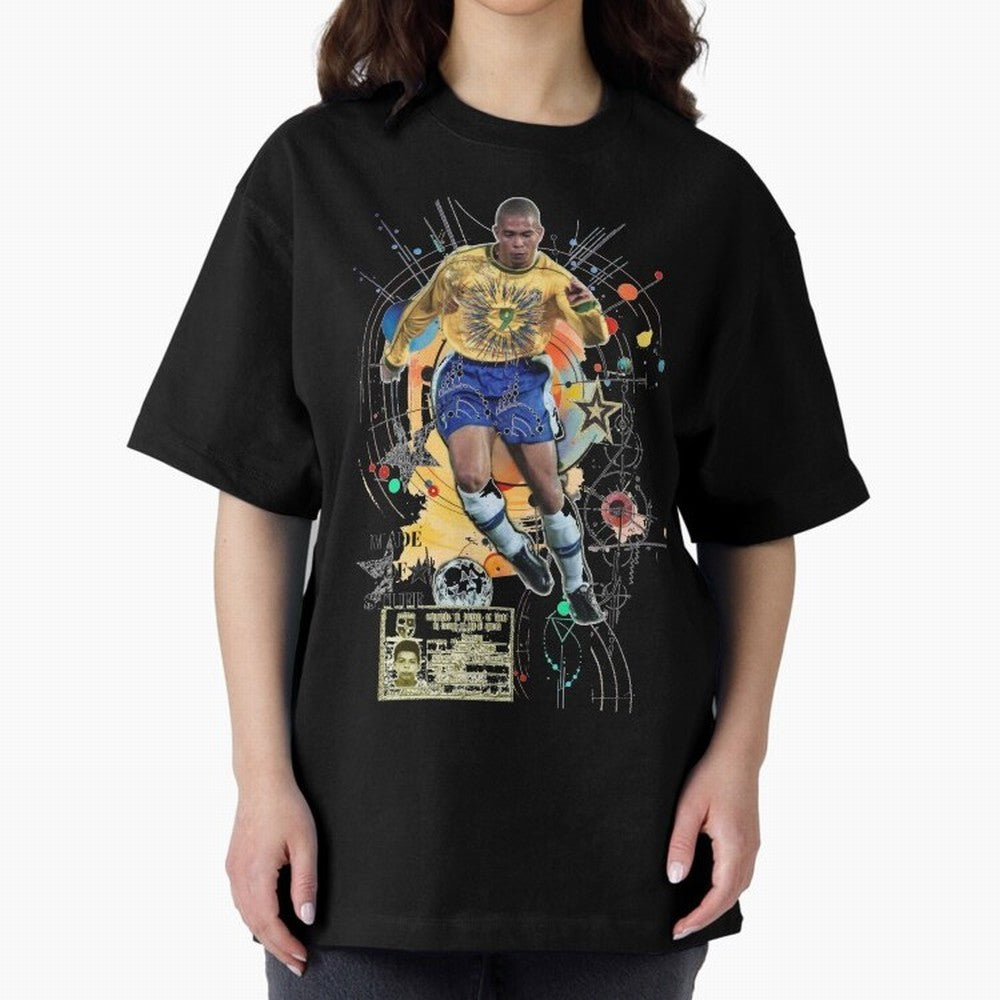 Ronaldo Nazario Football Playmaker Oversized T-Shirt Capture Stadium Memories from FIFA World Cup 2026 USA Canada Mexico Spirit, with Portugal, Spain and Germany, CR7 and Messi, Sports Nostalgia, International Competition, Famous Players and