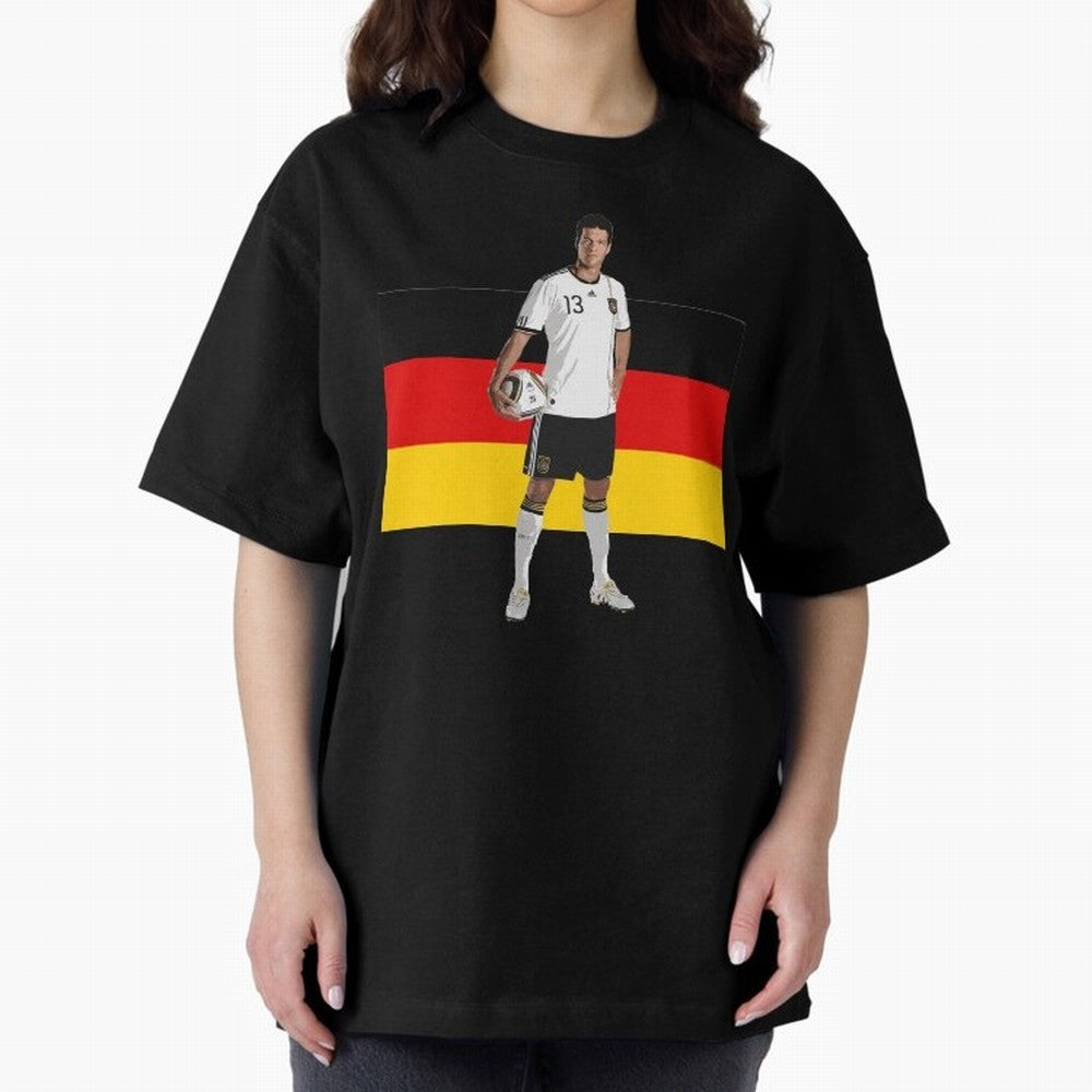 Michael Ballack - German Football Legend Oversized T-Shirt Make Memories around the FIFA World Cup 2026 USA Canada Mexico Journey through Messi and Cristiano Ronaldo Highlights, England Pride, Championship Spirit, Famous Goals, Roaring Crowds and
