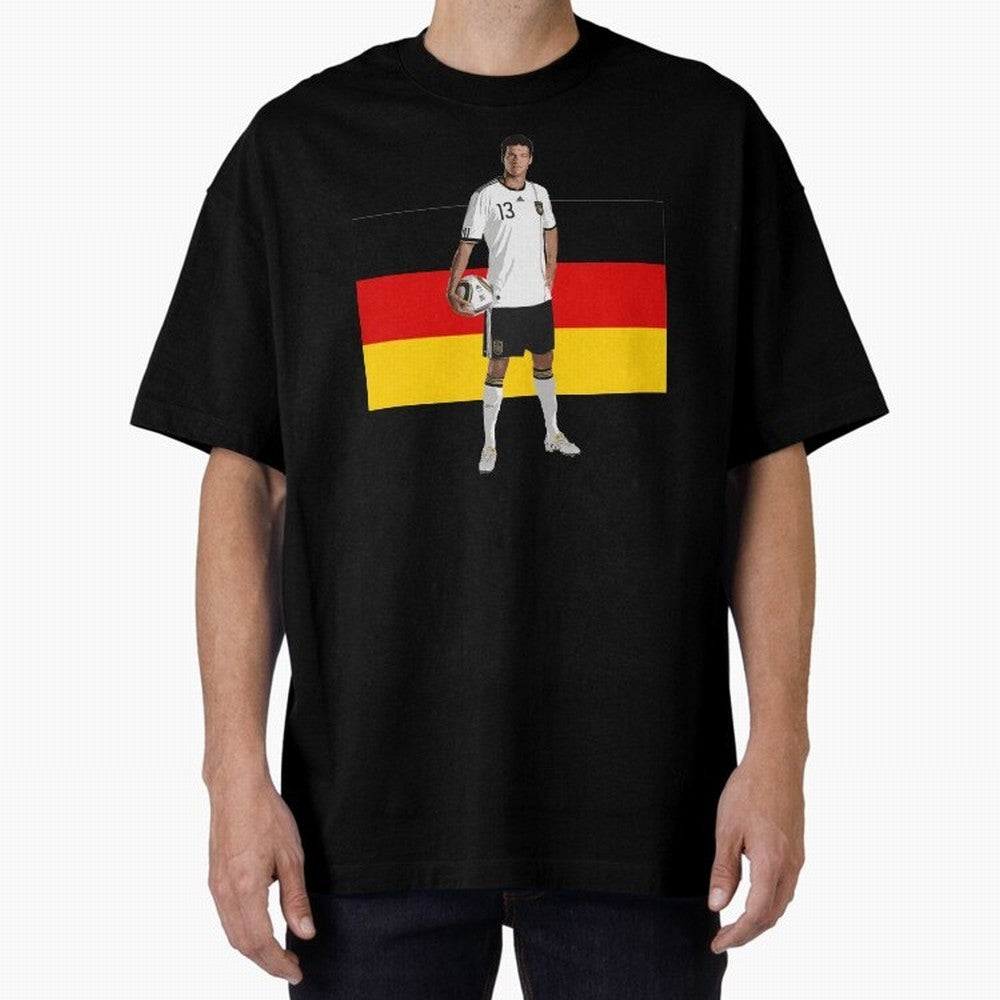 Michael Ballack - German Football Legend Oversized T-Shirt Make Memories around the FIFA World Cup 2026 USA Canada Mexico Journey through Messi and Cristiano Ronaldo Highlights, England Pride, Championship Spirit, Famous Goals, Roaring Crowds and