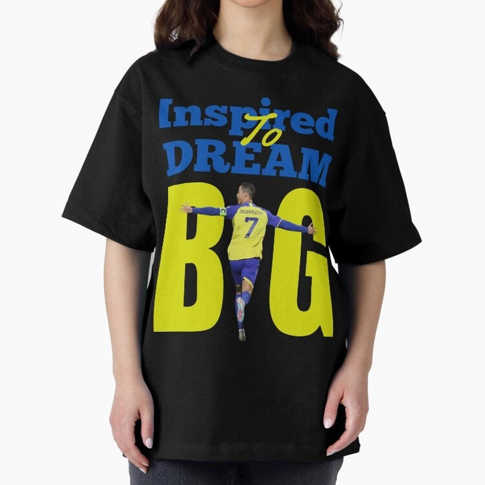 Inspired To Dream Big Oversized T-Shirt Live the Energy of FIFA World Cup 2026 Spirit, with Portugal, Spain and Germany, CR7, Soccer Culture, Superstar Moments, National Team Dreams and Competitive Fire; Perfect for Fans, Collectors, Family