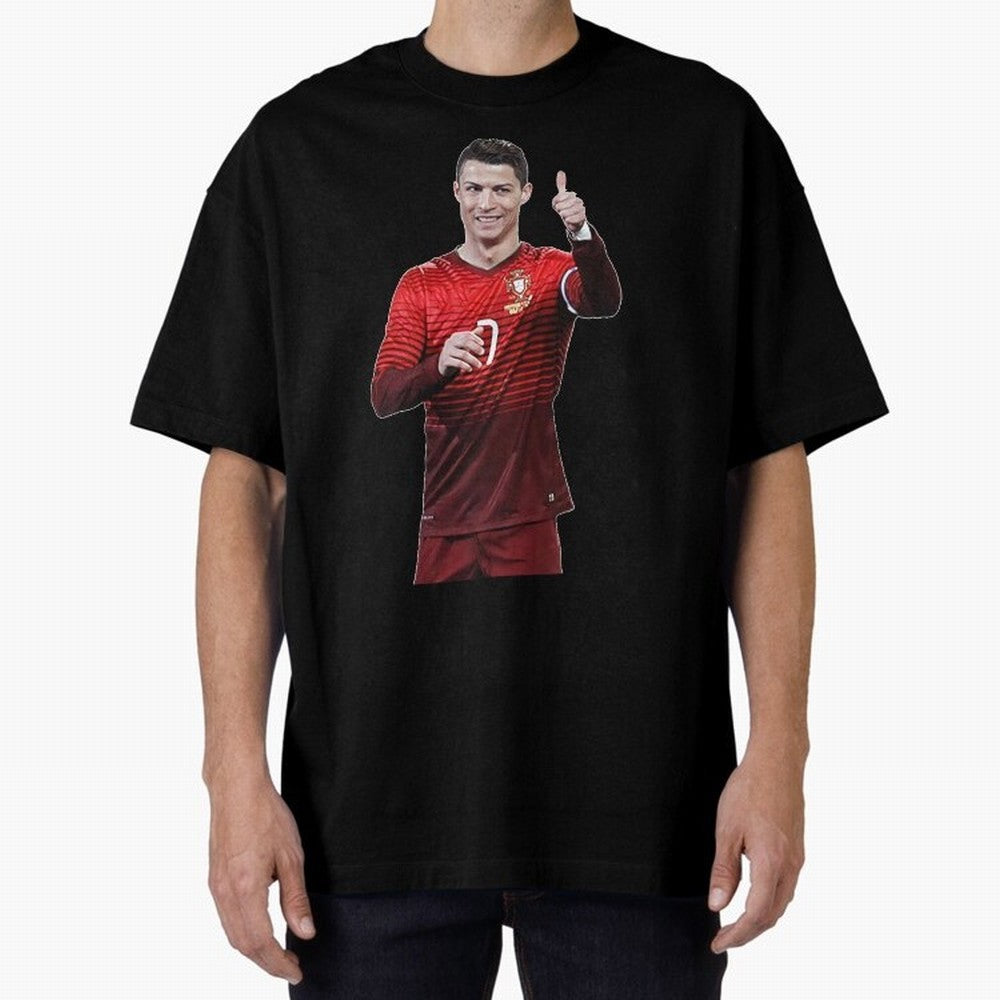 Ronaldo Thumbs Up Oversized T-Shirt Cheer for Match Day Hype around FIFA World Cup 2026, Haaland and Mbappe, Argentina and Brazil, Game Day Rituals, Football Legends, Country Pride and the Road to the Final; Perfect for People Who Love Argentina,