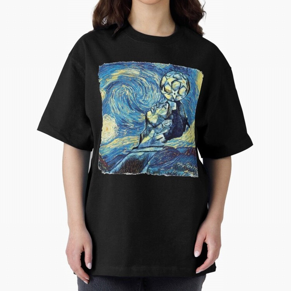 Ronaldo Ronaldo Van Gogh Style Oversized T-Shirt Make Memories around FIFA World Cup 2026 Group Stage for Fans of Messi and Cristiano Ronaldo and Argentina, France and Brazil, Bringing Football Festival Excitement, Trophy Ambitions, Country
