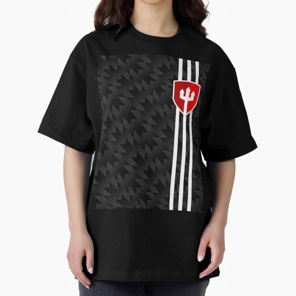 Manchester United 2017/18 3rd Kit Jersey Pattern Oversized T-Shirt Celebrate the Stars of Global Football Passion for FIFA World Cup 2026, Filled with CR7 and Messi, England, France and Netherlands, Supporter Pride, Iconic Celebrations, Legendary