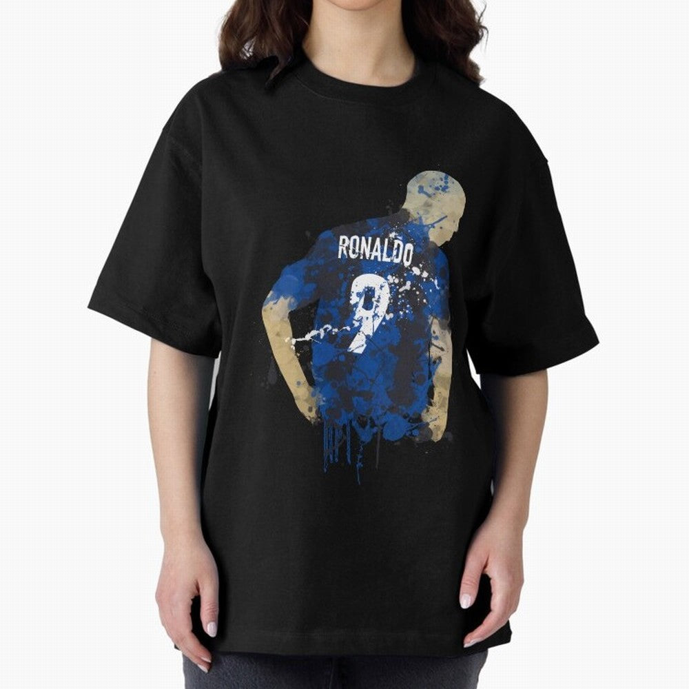 Ronaldo Number 9 Art Oversized T-Shirt Step into FIFA World Cup 2026 USA Canada Mexico for Fans of Neymar and France, Bringing Championship Spirit, Famous Goals, Roaring Crowds and International Football Unity; Made for Die Hard Supporters, Soccer