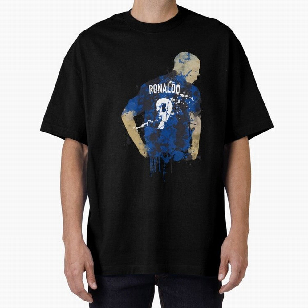 Ronaldo Number 9 Art Oversized T-Shirt Step into FIFA World Cup 2026 USA Canada Mexico for Fans of Neymar and France, Bringing Championship Spirit, Famous Goals, Roaring Crowds and International Football Unity; Made for Die Hard Supporters, Soccer