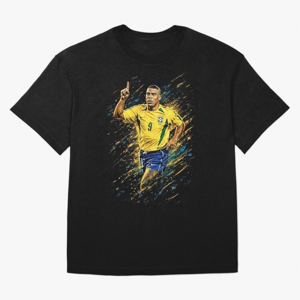 R9 Ronaldo Football Legend Oversized T-Shirt Capture FIFA World Cup 2026 Group Stage with Haaland and Mbappe, France Energy, Championship Spirit, Famous Goals, Roaring Crowds and International Football Unity; Great for Watch Parties, Sports Bars,