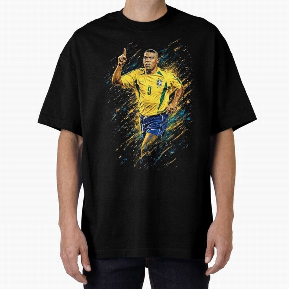 R9 Ronaldo Football Legend Oversized T-Shirt Capture FIFA World Cup 2026 Group Stage with Haaland and Mbappe, France Energy, Championship Spirit, Famous Goals, Roaring Crowds and International Football Unity; Great for Watch Parties, Sports Bars,