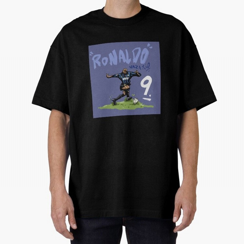 Ronaldo Nazario. Oversized T-Shirt Spotlight Global Football Passion for FIFA World Cup 2026 Group Stage, Centered on Haaland and Mbappe, Spain and Netherlands, Stadium Chants, National Pride, Trophy Dreams and Unforgettable Football Memories;