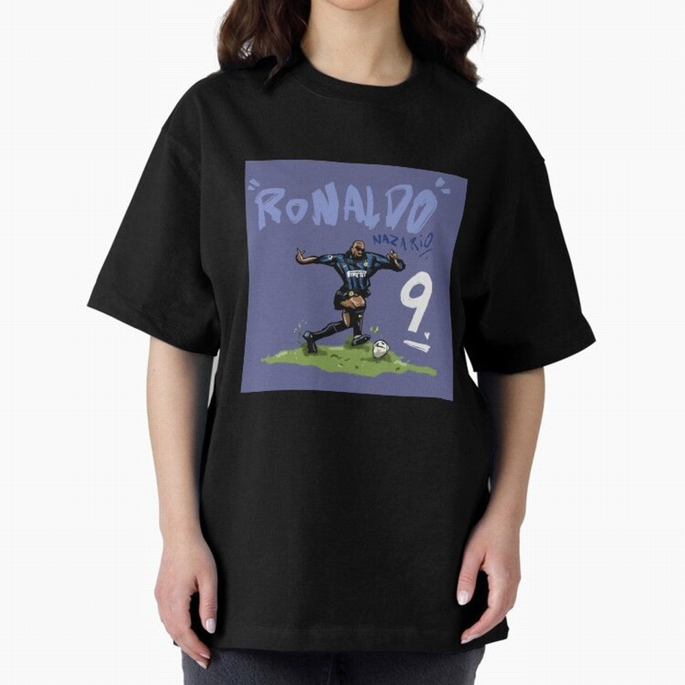 Ronaldo Nazario. Oversized T-Shirt Spotlight Global Football Passion for FIFA World Cup 2026 Group Stage, Centered on Haaland and Mbappe, Spain and Netherlands, Stadium Chants, National Pride, Trophy Dreams and Unforgettable Football Memories;