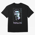 Ronaldo holographic Style Portrait art illustration Oversized T-Shirt Honor the Football Icons of FIFA World Cup 2026 USA Canada Mexico Spirit, Connected to Portugal, Spain and Germany, Mbappe and Neymar, Football Festival Excitement, Trophy