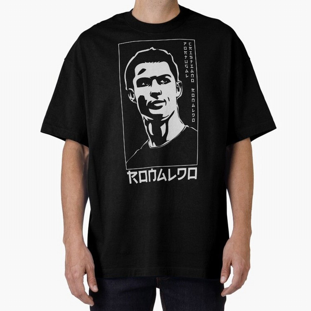 Ronaldo Japanese Style Portrait art illustration Oversized T-Shirt Show Passion for the Stars of Match Day Hype around FIFA World Cup 2026 Group Stage, Haaland, England and Germany, Stadium Memories, Football Loyalty, International Chants and