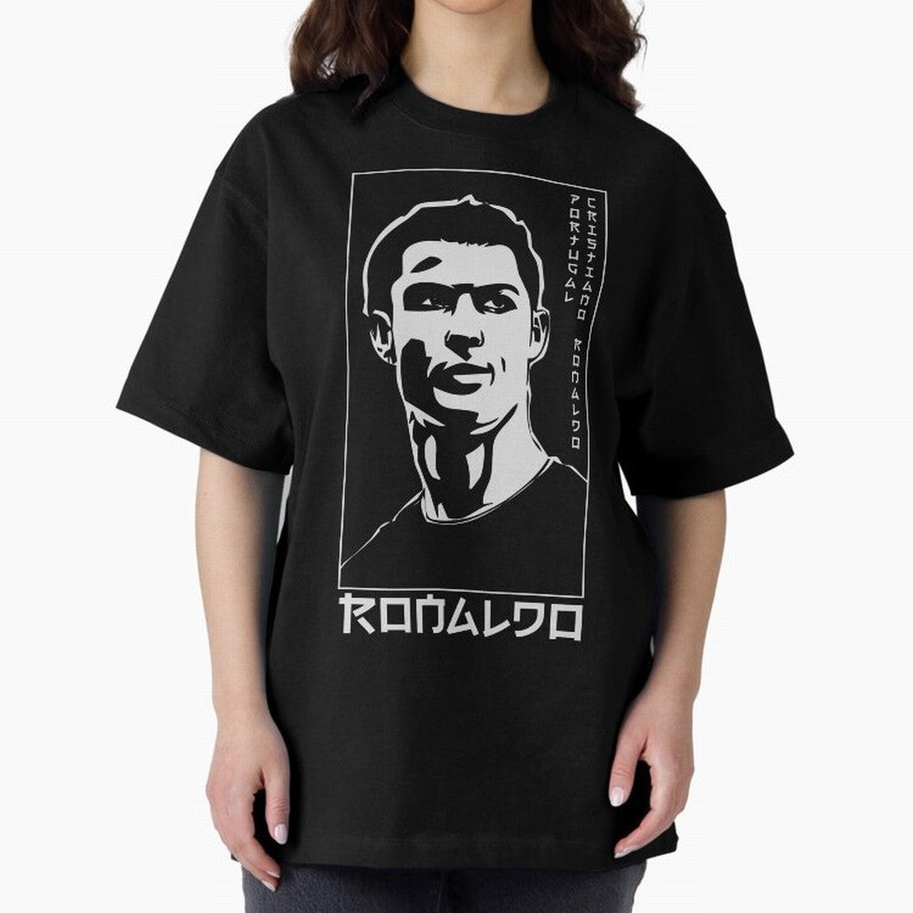 Ronaldo Japanese Style Portrait art illustration Oversized T-Shirt Show Passion for the Stars of Match Day Hype around FIFA World Cup 2026 Group Stage, Haaland, England and Germany, Stadium Memories, Football Loyalty, International Chants and