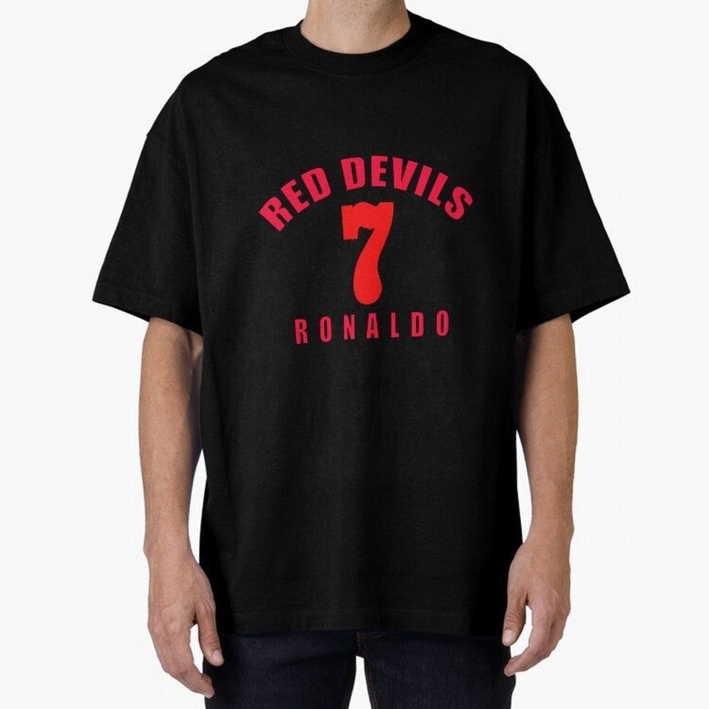 Cristiano Ronaldo Manchester United Oversized T-Shirt Show Love for Legendary Goals in Match Day Hype around FIFA World Cup 2026 USA Canada Mexico, Messi, Argentina and Brazil, Classic Soccer Heritage, Championship Pressure, Fan Loyalty and