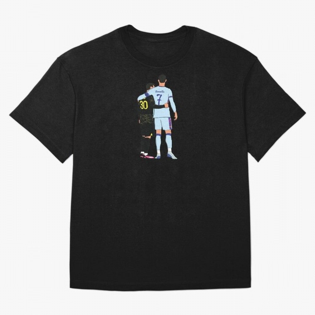 Messi and Ronaldo Reunion Illustration Oversized T-Shirt Join Global Football Passion for FIFA World Cup 2026 USA Canada Mexico, Filled with Mbappe and Neymar, Spain, Goal Celebration Energy, Supporter Heritage, Football Icons and Worldwide