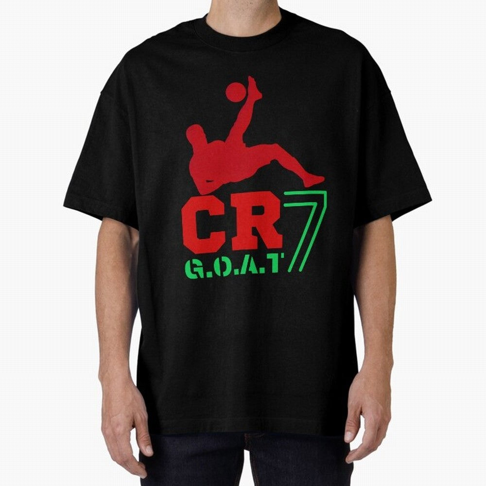 CR7 G.O.A.T Oversized T-Shirt Celebrate the Stars of the FIFA World Cup 2026 Journey through CR7 and Messi Highlights, Netherlands Pride, Championship Spirit, Famous Goals, Roaring Crowds and International Football Unity; Great for Supporters Who