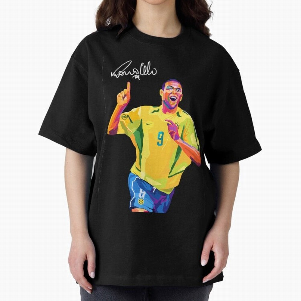 Ronaldo Nazario Pop Art Oversized T-Shirt Relive the Noise and Pride of FIFA World Cup 2026 Group Stage for Fans of Messi, Neymar and Mbappe and England, France and Netherlands, Bringing Worldwide Fan Energy, Dramatic Goals, Stadium Lights and