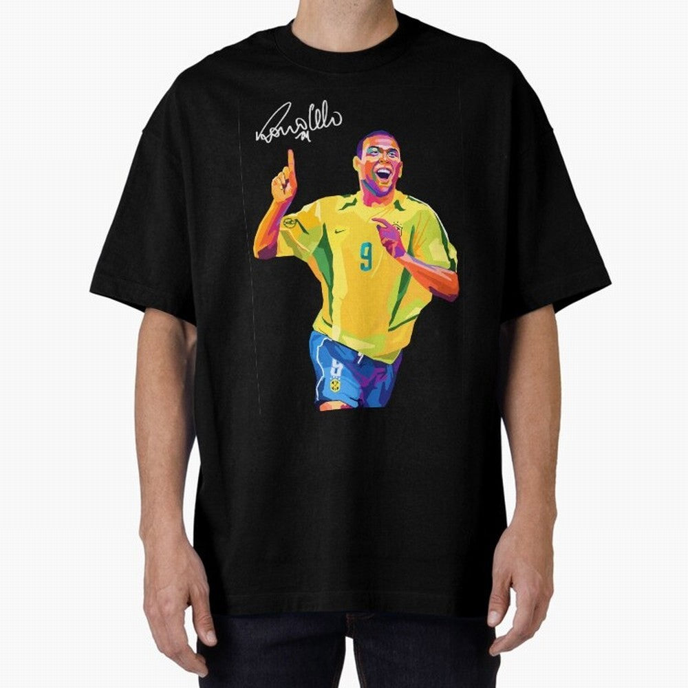Ronaldo Nazario Pop Art Oversized T-Shirt Relive the Noise and Pride of FIFA World Cup 2026 Group Stage for Fans of Messi, Neymar and Mbappe and England, France and Netherlands, Bringing Worldwide Fan Energy, Dramatic Goals, Stadium Lights and