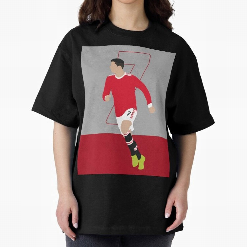 Cristiano Ronaldo 2021/22 Illustration Oversized T-Shirt Fuel the Hype around FIFA World Cup 2026 for Fans of Messi and Netherlands, Bringing Stadium Memories, Football Loyalty, International Chants and Championship Tradition; Ideal for Football