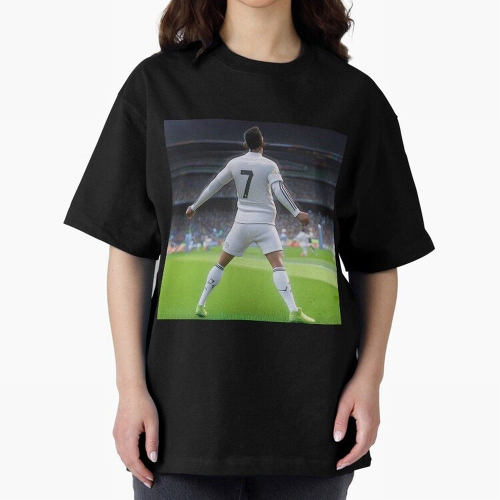 Ronaldo caricature Oversized T-Shirt Carry the Dream of FIFA World Cup 2026 Group Stage Spirit, with Germany, Neymar, Championship Spirit, Famous Goals, Roaring Crowds and International Football Unity; Ideal for Football Dads, Football Moms,