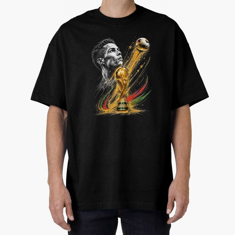 Ronaldo with World Cup Oversized T-Shirt Join the Countdown to FIFA World Cup 2026 for Fans of Neymar, Haaland and Cristiano Ronaldo and Portugal, Spain and Germany, Bringing Classic Soccer Heritage, Championship Pressure, Fan Loyalty and
