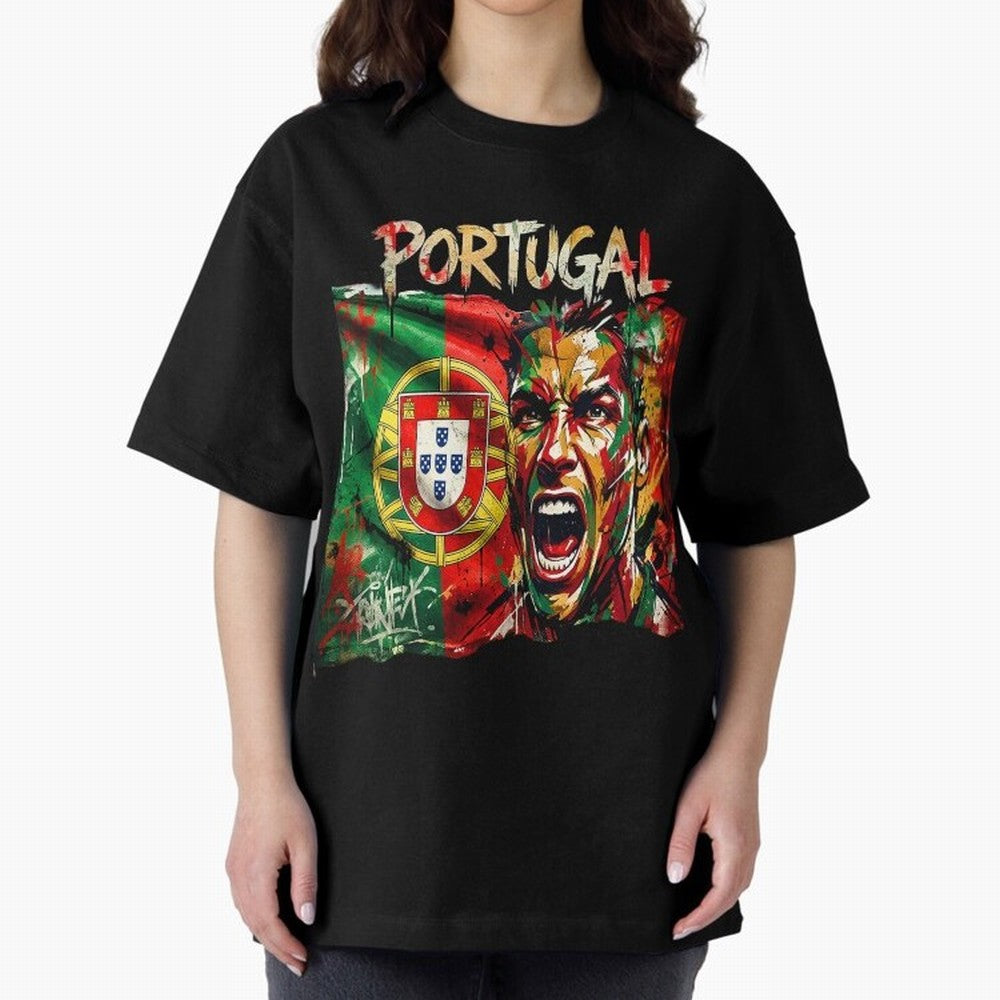 PORTUGAL FOOTBALL TEAM Oversized T-Shirt Fuel Your Fan Pride for Global Football Passion for FIFA World Cup 2026 USA Canada Mexico, Celebrating Mbappe, Argentina, Sports Nostalgia, International Competition, Famous Players and Unforgettable