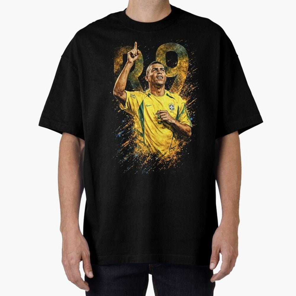 R9 Ronaldo Football Legend Oversized T-Shirt Turn Up for Global Football Passion for FIFA World Cup 2026 USA Canada Mexico, Featuring Messi, Neymar and Mbappe, Spain and Netherlands, Goal Celebration Energy, Supporter Heritage, Football Icons and