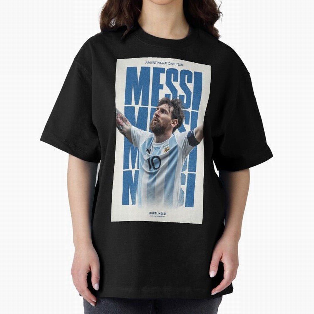 Messi Champion Graphic Oversized T-Shirt Bring Legendary Rivalry Energy to the FIFA World Cup 2026 Journey through Neymar Highlights, France Pride, Tournament Hype, Historic Matchups, Family Viewing Parties and Global Sports Pride; Great for