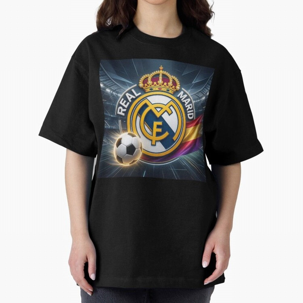 Real Madrid's ball Oversized T-Shirt Live the Energy of Global Football Passion for FIFA World Cup 2026, Connected to Messi and Cristiano Ronaldo, England and Germany, Match Day Excitement, Supporter Culture, Golden Goals and Global Football