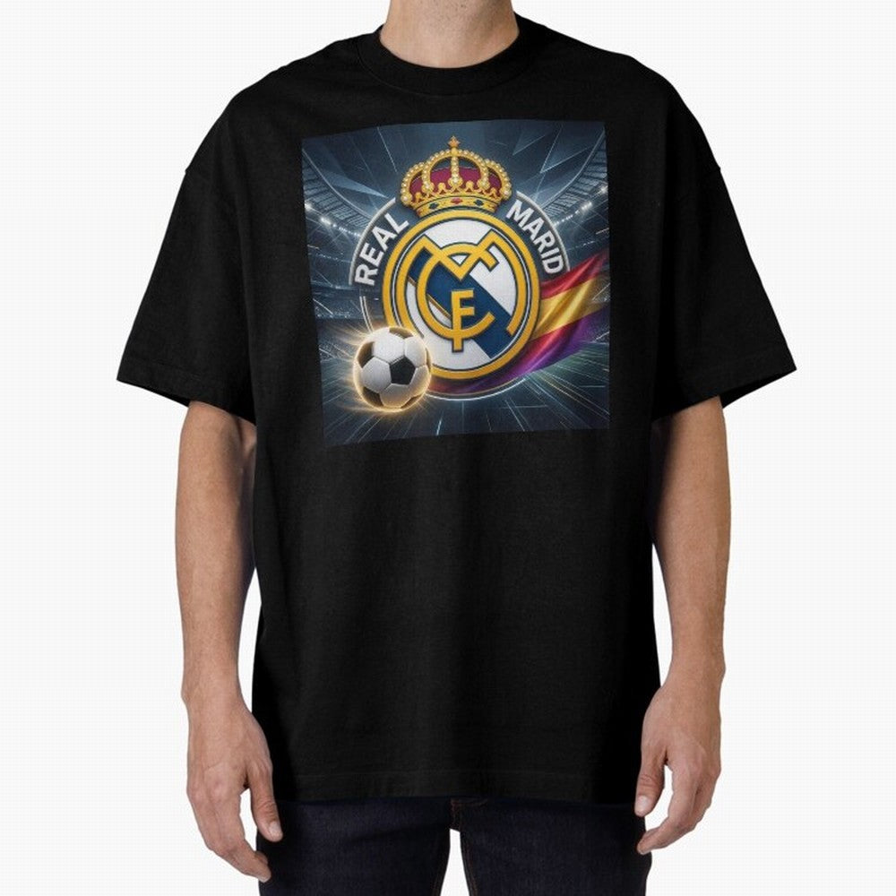 Real Madrid's ball Oversized T-Shirt Live the Energy of Global Football Passion for FIFA World Cup 2026, Connected to Messi and Cristiano Ronaldo, England and Germany, Match Day Excitement, Supporter Culture, Golden Goals and Global Football