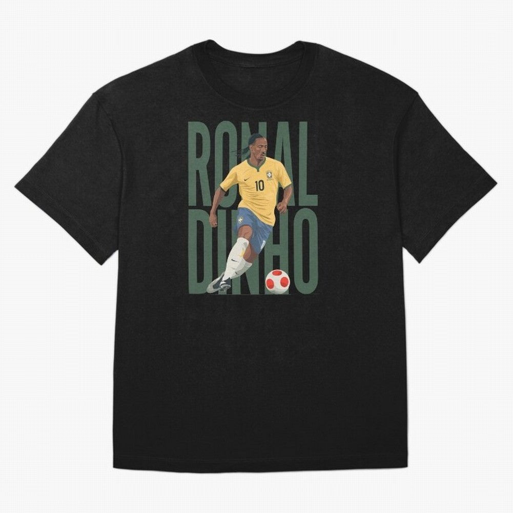 Ronaldinho Gaucho in action Minimalist Graphic Oversized T-Shirt Celebrate Football Heritage in the FIFA World Cup 2026 Journey through Mbappe Highlights, Portugal Pride, Global Supporter Spirit, Legendary Goals, National Colors and Tournament