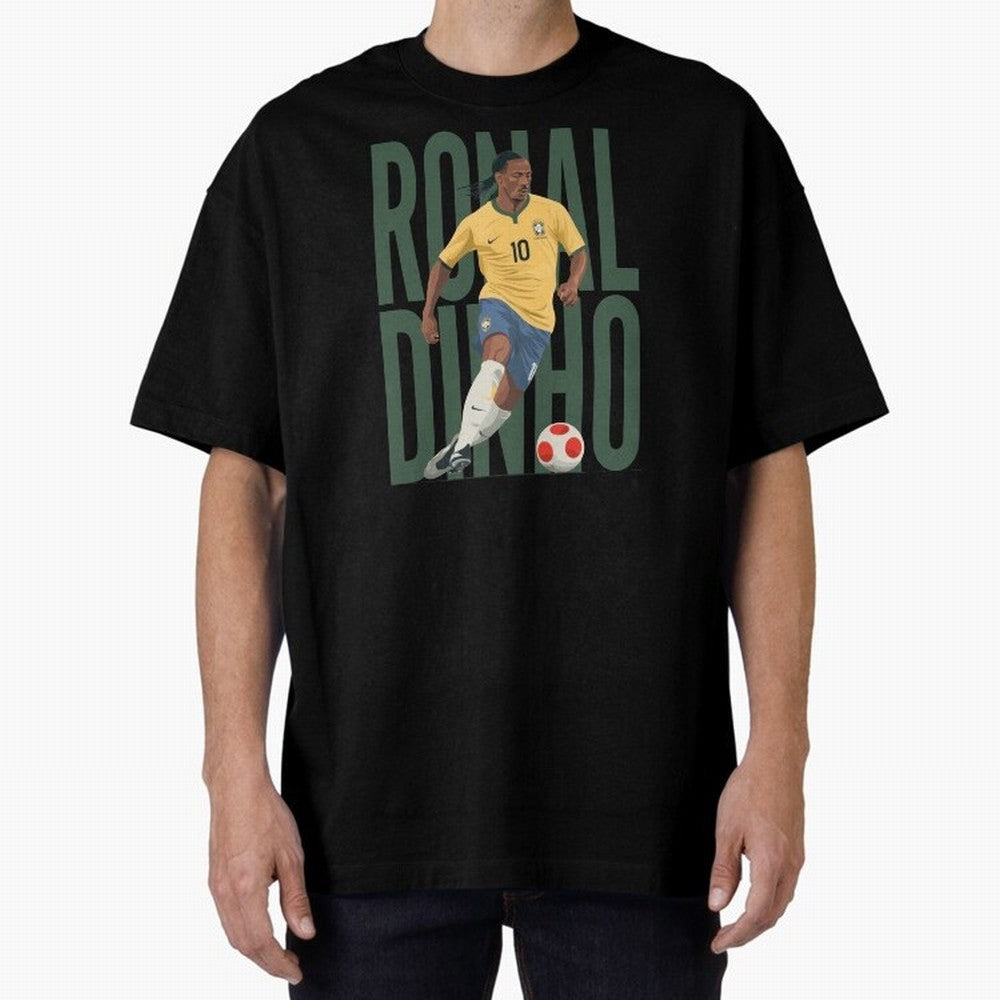 Ronaldinho Gaucho in action Minimalist Graphic Oversized T-Shirt Celebrate Football Heritage in the FIFA World Cup 2026 Journey through Mbappe Highlights, Portugal Pride, Global Supporter Spirit, Legendary Goals, National Colors and Tournament