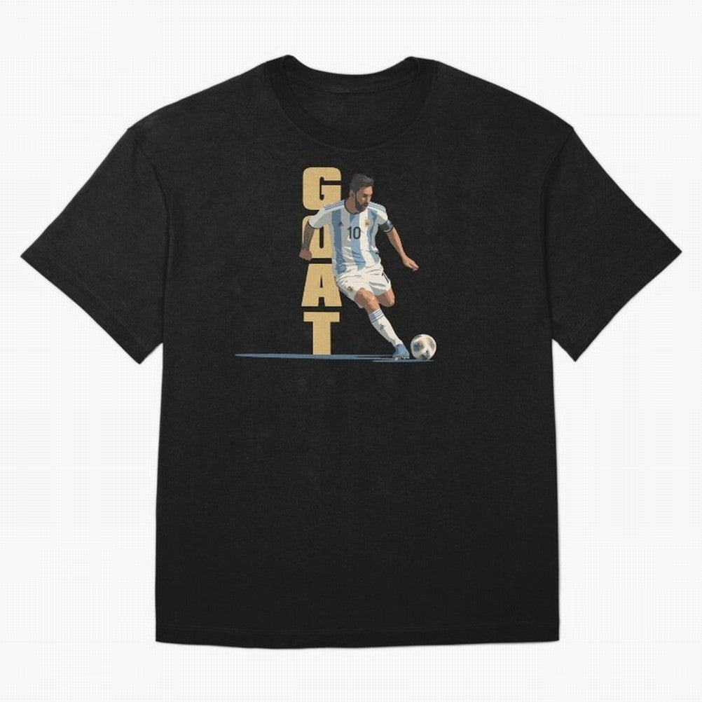 Messi in action GOAT Minimalist Graphic Oversized T-Shirt Enjoy FIFA World Cup 2026 for Fans of Neymar, Haaland and Cristiano Ronaldo and Brazil, Bringing Retro Football Energy, Iconic Rivalries, Trophy Chase Drama and Stadium Atmosphere; Perfect