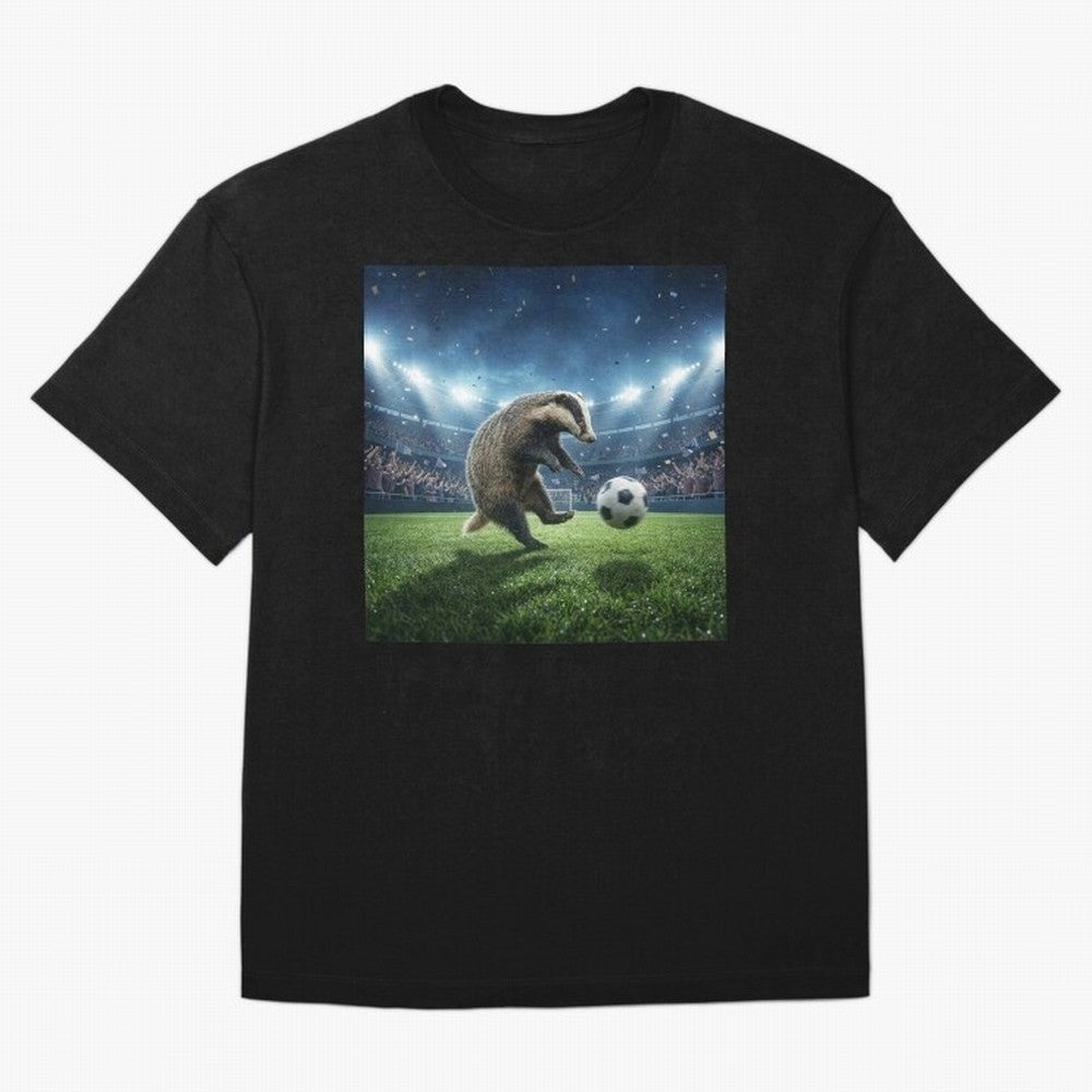 Dynamic Badger Plays Soccer Like Ronaldo Oversized T-Shirt Represent FIFA World Cup 2026 for Fans of Messi, Neymar and Mbappe and England and Germany, Bringing Tournament Hype, Historic Matchups, Family Viewing Parties and Global Sports Pride;