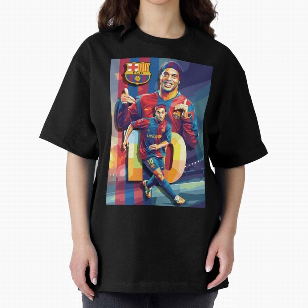 Ronaldinho Oversized T-Shirt Honor the Beautiful Game during Match Day Hype around FIFA World Cup 2026 Group Stage, Messi and Cristiano Ronaldo, France and Portugal, Champion Mindset, Group Stage Buzz, Knockout Tension and Passionate Fan Culture;