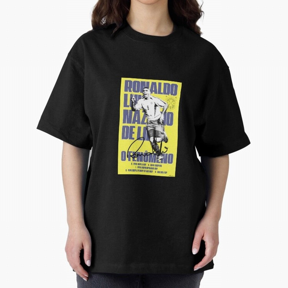 R9 Ronaldo Nazario Oversized T-Shirt Relive FIFA World Cup 2026 USA Canada Mexico for Fans of Mbappe and Neymar and Brazil, Portugal and Argentina, Bringing Goal Celebration Energy, Supporter Heritage, Football Icons and Worldwide Tournament Joy;