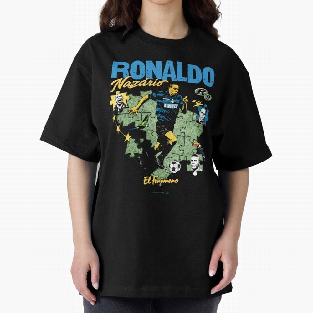 R9 Ronaldo Nazario Retro Brazil Soccer Oversized T-Shirt Support Iconic Players in FIFA World Cup 2026 Group Stage Spirit, Inspired by Spain, Messi, Neymar and Mbappe, Supporter Pride, Iconic Celebrations, Legendary Names and Global Match Day