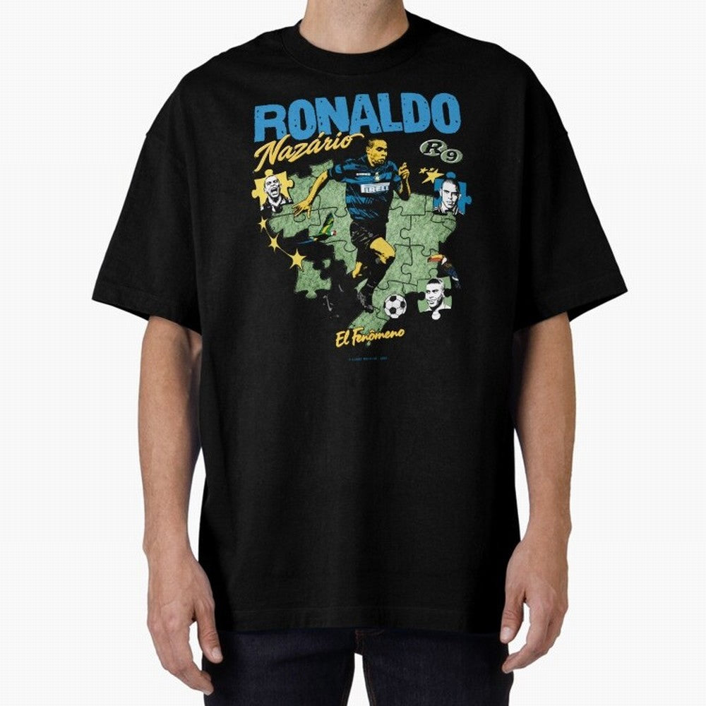 R9 Ronaldo Nazario Retro Brazil Soccer Oversized T-Shirt Support Iconic Players in FIFA World Cup 2026 Group Stage Spirit, Inspired by Spain, Messi, Neymar and Mbappe, Supporter Pride, Iconic Celebrations, Legendary Names and Global Match Day