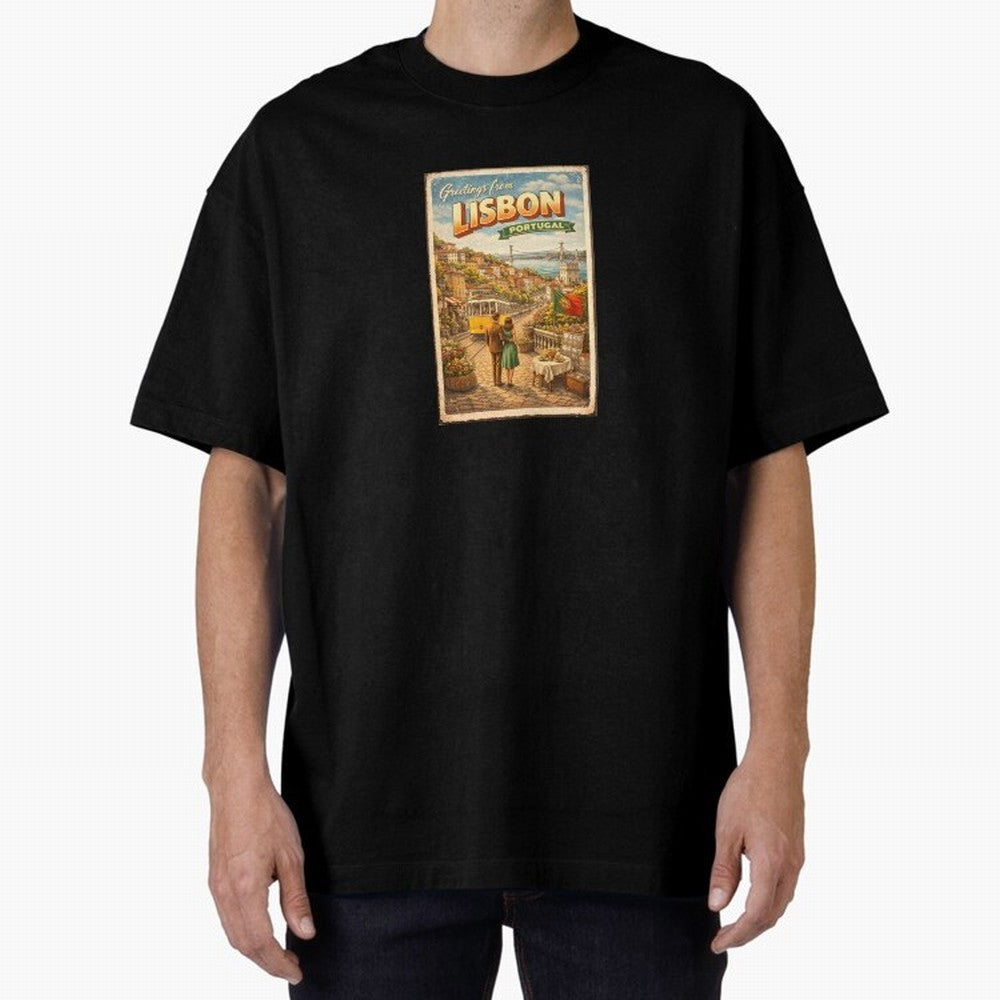 lisbon Oversized T-Shirt Celebrate Rivalries and Pride in FIFA World Cup 2026 Group Stage for Fans of Messi and Spain, Bringing Global Supporter Spirit, Legendary Goals, National Colors and Tournament Celebration; Great for Supporters Who Love