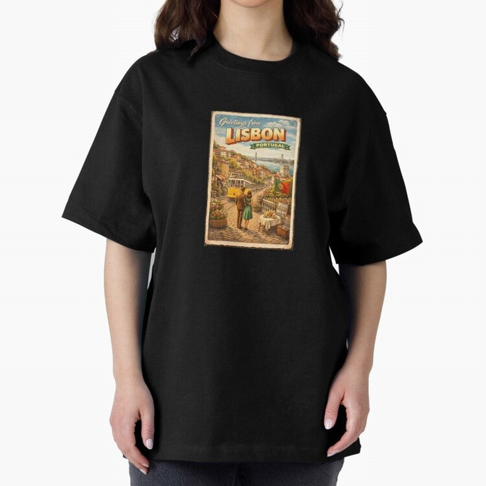 lisbon Oversized T-Shirt Celebrate Rivalries and Pride in FIFA World Cup 2026 Group Stage for Fans of Messi and Spain, Bringing Global Supporter Spirit, Legendary Goals, National Colors and Tournament Celebration; Great for Supporters Who Love