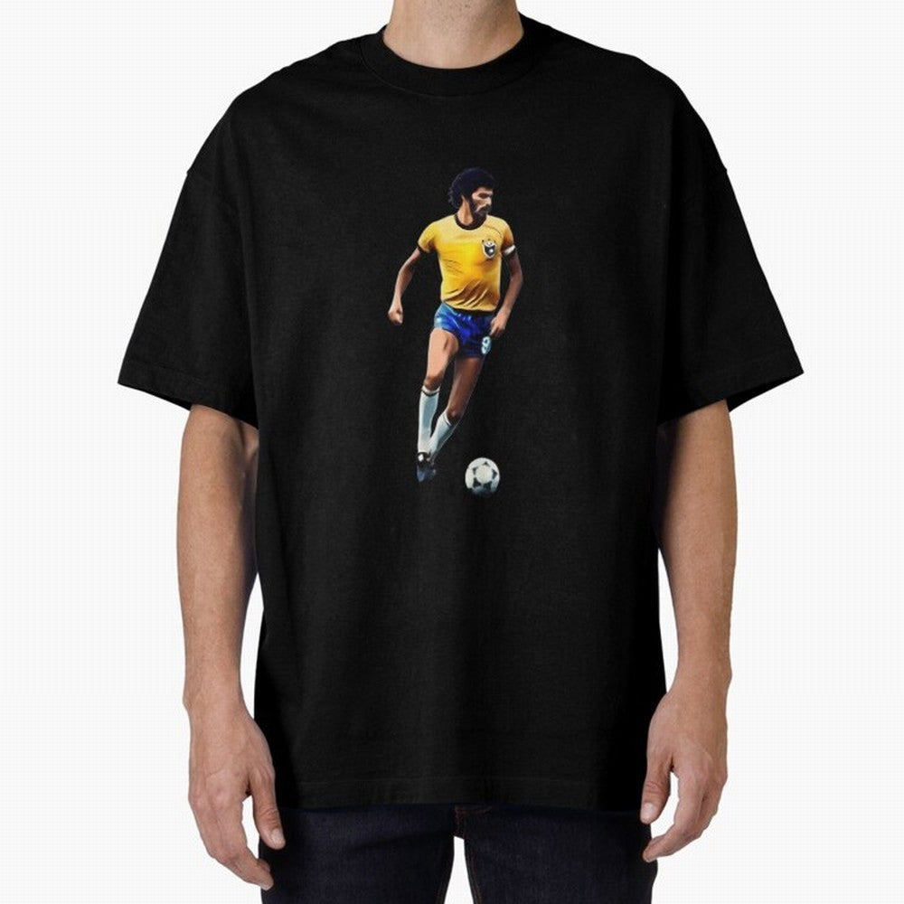 Legends Of The Beautiful Game Cartoon Collection Legends Socrates Cartoon Artwork9 Oversized T-Shirt Turn Up for FIFA World Cup 2026 USA Canada Mexico for Fans of Neymar, Haaland and Cristiano Ronaldo and Argentina and Brazil, Bringing Classic