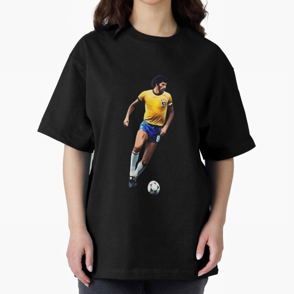 Legends Of The Beautiful Game Cartoon Collection Legends Socrates Cartoon Artwork9 Oversized T-Shirt Turn Up for FIFA World Cup 2026 USA Canada Mexico for Fans of Neymar, Haaland and Cristiano Ronaldo and Argentina and Brazil, Bringing Classic