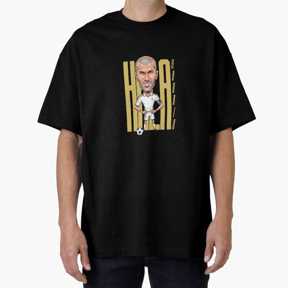 Caricature of Zin¨¦dine Zidane Hala Madrid Oversized T-Shirt Share FIFA World Cup 2026 Spirit, Celebrating Argentina, Cristiano Ronaldo, Goal Celebration Energy, Supporter Heritage, Football Icons and Worldwide Tournament Joy; Great for Supporters