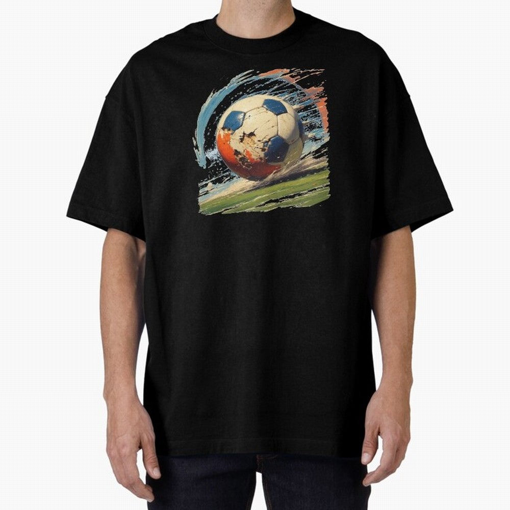 Soccer Ball in Fight Oversized T-Shirt Celebrate Football Heritage in the FIFA World Cup 2026 Journey through Mbappe and Neymar Highlights, Argentina Pride, Goal Celebration Energy, Supporter Heritage, Football Icons and Worldwide Tournament Joy;