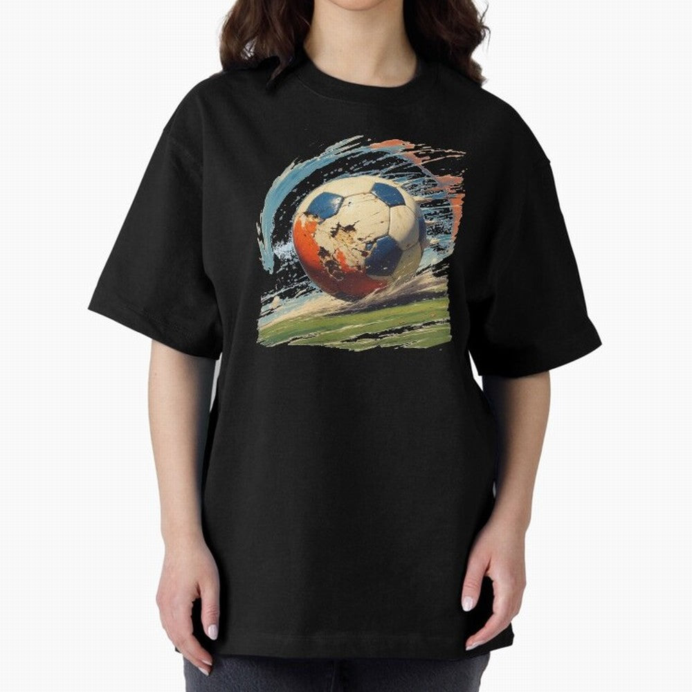 Soccer Ball in Fight Oversized T-Shirt Celebrate Football Heritage in the FIFA World Cup 2026 Journey through Mbappe and Neymar Highlights, Argentina Pride, Goal Celebration Energy, Supporter Heritage, Football Icons and Worldwide Tournament Joy;