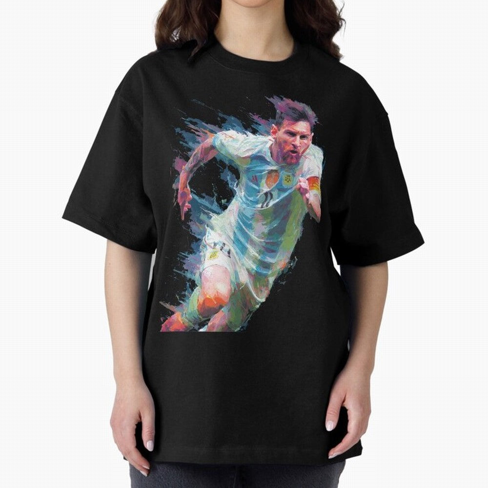 Messi in action Graphic Paint poster design Oversized T-Shirt Follow the Final Road of Match Day Hype around FIFA World Cup 2026 USA Canada Mexico, Messi, CR7 and Mbappe, Portugal, Soccer Culture, Superstar Moments, National Team Dreams and